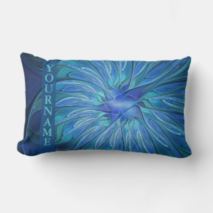 Coussin Rectangle Motif Imaginaire Fleur Bleue, Nom de l'art Abstrai