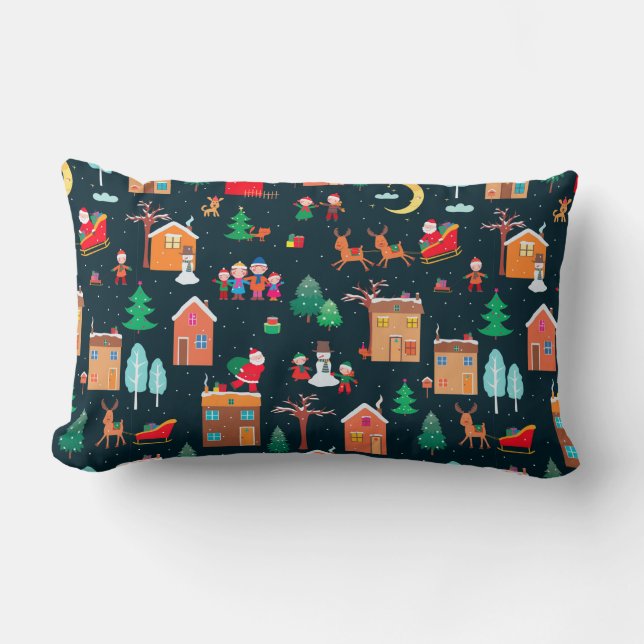 Coussin Rectangle Motif incomparable de Noël heureux dans une villa (Recto)