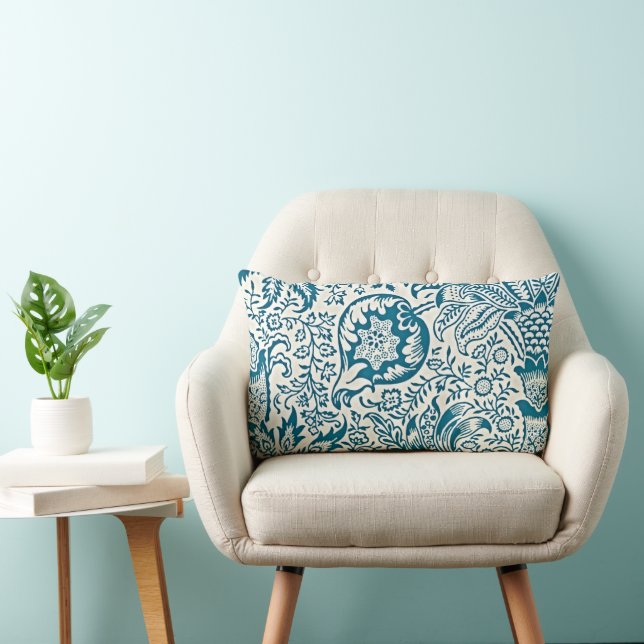 Coussin Rectangle Motif indien bleu et blanc vintage (Chaise)