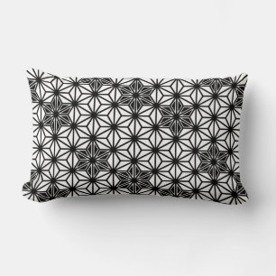 Coussin Rectangle Motif japonais Asanoha - blanc et noir
