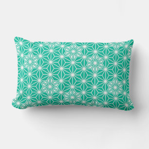 Coussin Rectangle Motif japonais Asanoha - bleu paon