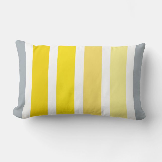 Coussin Rectangle Motif jaune de rayures de blanc gris (Recto)