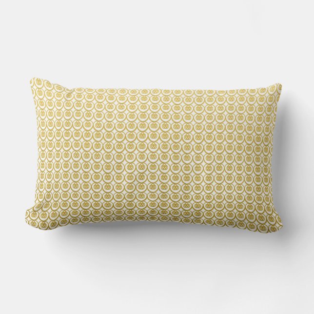 Coussin Rectangle Motif Jaune Doré Sur Blanc (Recto)