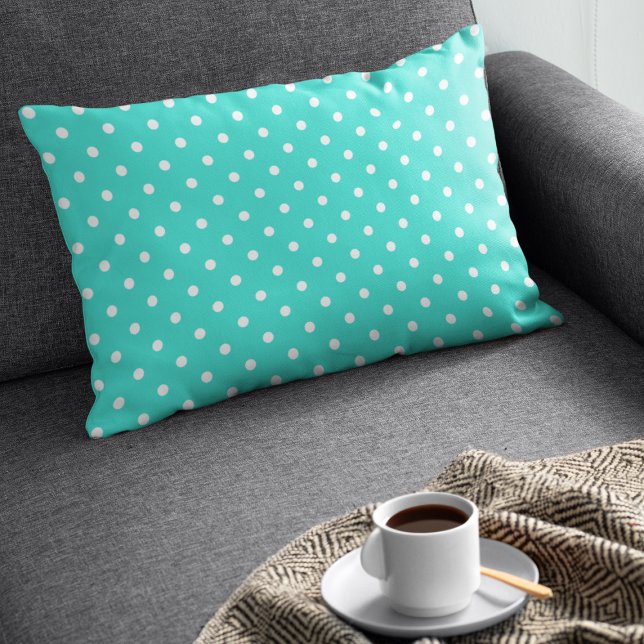 Coussin Rectangle Motif jolis points turquoise (Créateur téléchargé)