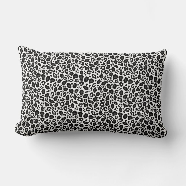 Coussin Rectangle Motif léopard guépard noir et blanc (Recto)