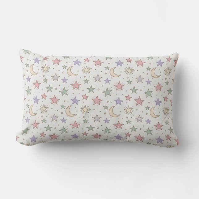 Coussin Rectangle Motif Lune Étoile Fantaisiste (Recto)