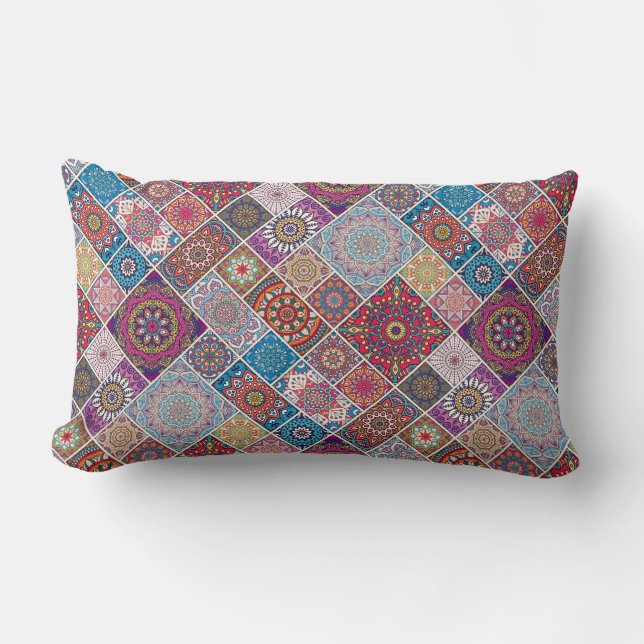 Coussin Rectangle Motif Mandala (Recto)