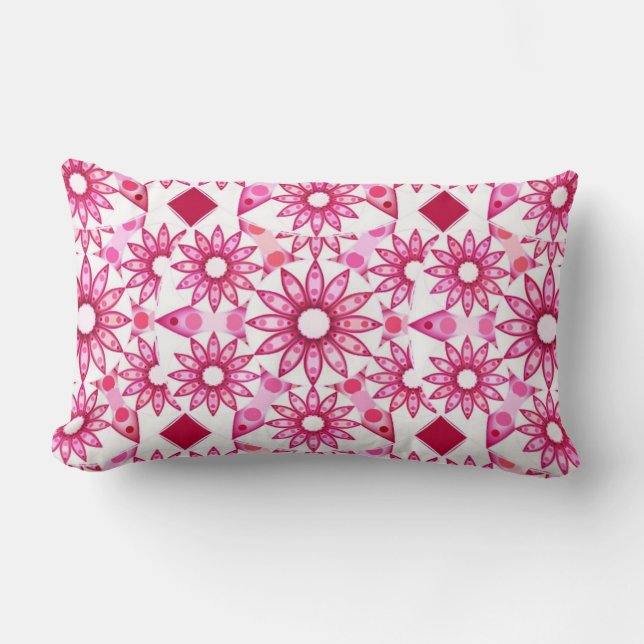 Coussin Rectangle Motif mandala aux nuances de rose, bordeaux (Recto)