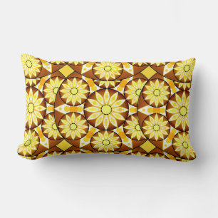 Coussin Rectangle Motif Mandala, tons marron et or
