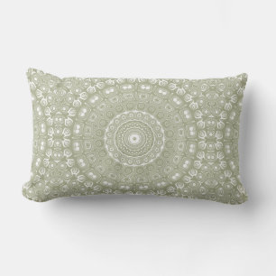Coussin Rectangle Motif Mandala Vert Sauge
