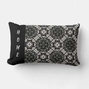 Coussin Rectangle Motif Mandalas noir, blanc et gris