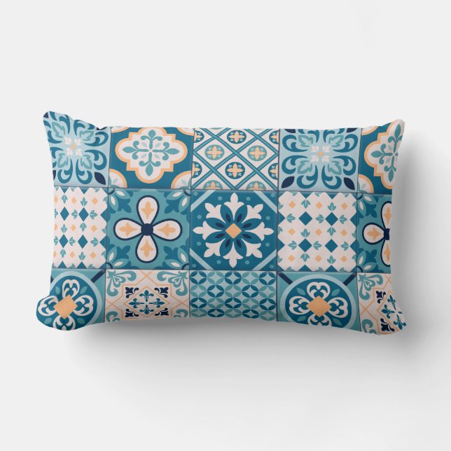 Coussin Rectangle Motif marocain en carreaux (Recto)