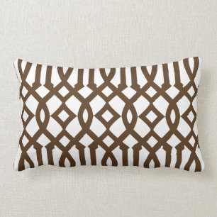 Coussin Rectangle Motif moderne blanc et Brown Trellis