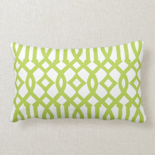 Coussin Rectangle Motif moderne blanc et vert citron vert