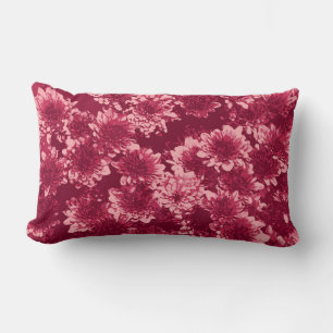 Coussin Rectangle Motif moderne de dahlia graphique, bordeaux et ros