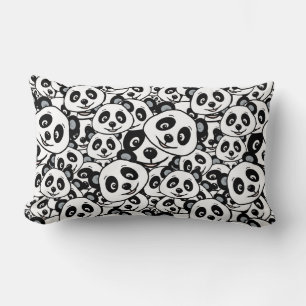 Coussin Rectangle Motif moderne de panda ours en noir et blanc migno