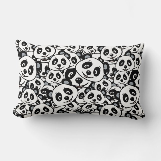 Coussin Rectangle Motif moderne de panda ours en noir et blanc migno (Recto)