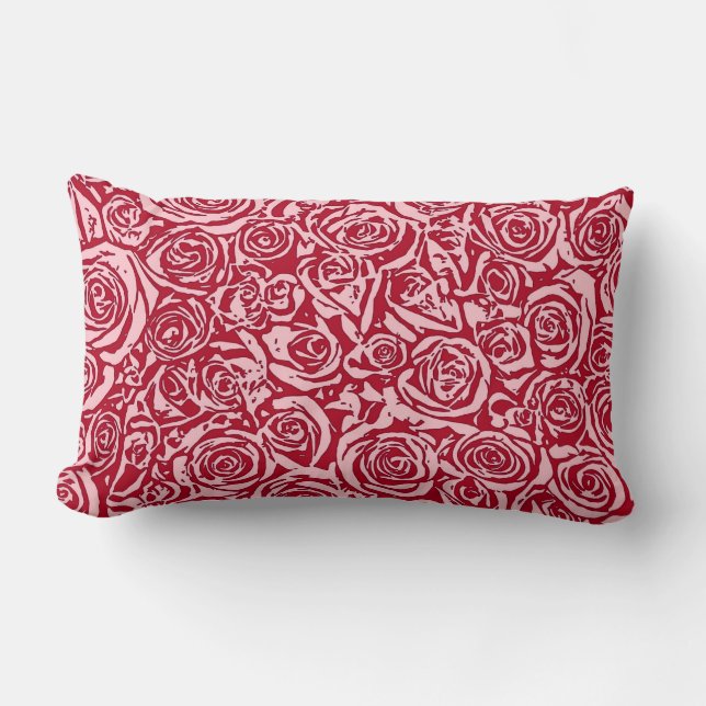 Coussin Rectangle Motif moderne de rose de résumé, rose rouge et (Recto)