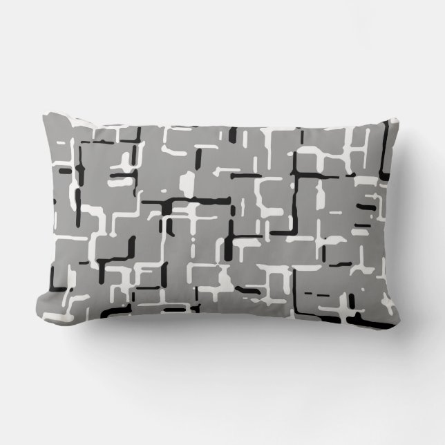 Coussin Rectangle Motif moderne noir blanc gris argenté (Recto)