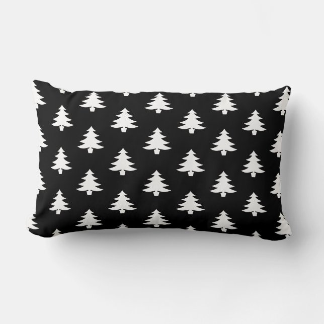 Coussin Rectangle Motif moderne Noir et Blanc Arbre de Noël (Recto)