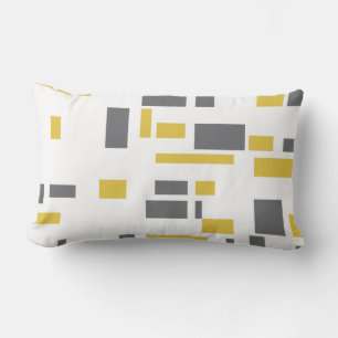 Coussin Rectangle Motif moderne, simple, cool géométrique jaune gris