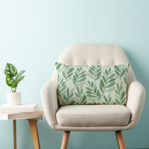 Coussin Rectangle Motif Naturel Élégant Sauge & Feuille d'Olivier