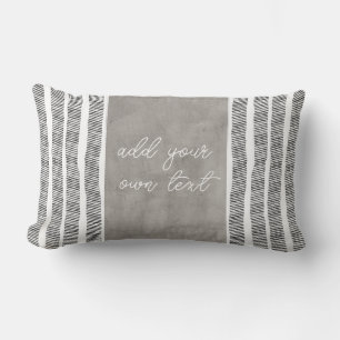 Coussin Rectangle motif noir blanc et gris boho ajouter votre texte
