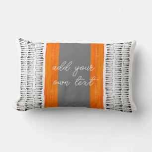 Coussin Rectangle motif noir blanc et orange boho ajouter du texte