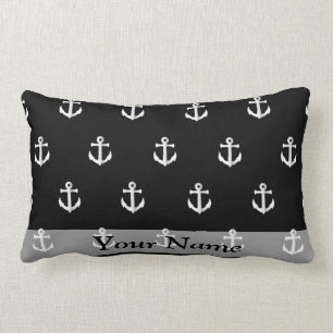 Coussin Rectangle Motif noir d'ancre