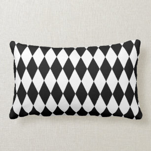 Coussin Rectangle Motif noir et blanc de harlequin de diamant