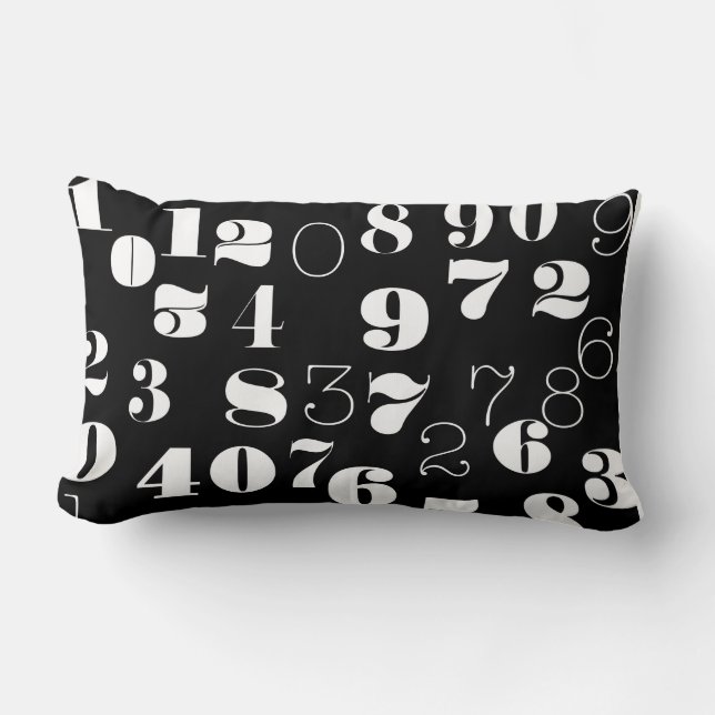 Coussin Rectangle Motif noir et blanc de nombres (Recto)