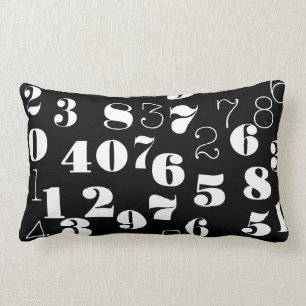 Coussin Rectangle Motif noir et blanc de nombres