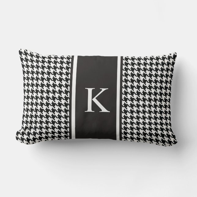 Coussin Rectangle Motif noir et blanc de pied-de-poule (Recto)