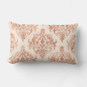 Coussin Rectangle Motif ornemental à l'aquarelle en damas de pêche c
