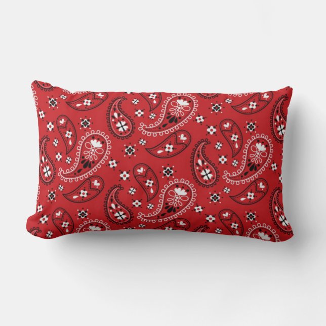 Coussin Rectangle Motif Paisley avec Arrière - plan rouge-23214 (Recto)