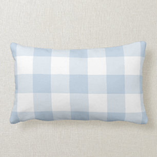 Coussin Rectangle Motif Pastel Blue et White En vichy