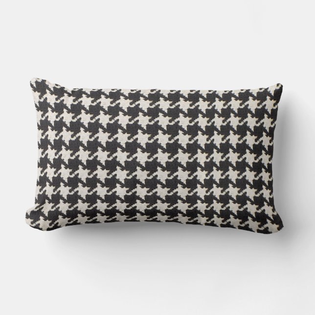 Coussin Rectangle Motif Pied-de-Poule Noir Blanc (Recto)