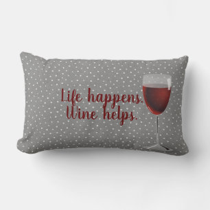 Coussin Rectangle motif pin point avec vin rouge verre lumbar coussi