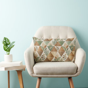Coussin Rectangle Motif Plante géométrique Sage Green et Tan Boho