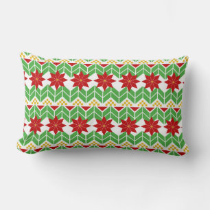 Coussin Rectangle Motif Poinsettia   Chandail Tacky   Rétro