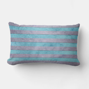 Coussin Rectangle Motif rayé lavande pastel et bleu sarcelle