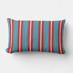 Coussin Rectangle Motif rayé moderne rouge et bleu vibrant