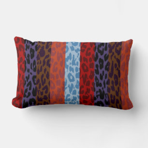 Coussin Rectangle Motif rayé multicolore peau de léopard 3