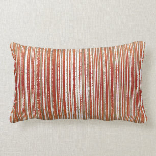 Coussin Rectangle Motif rayé rouge, beige et blanc