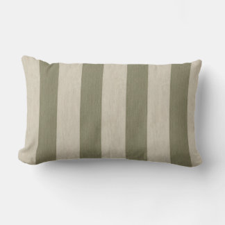 Coussin Rectangle Motif rayé vertical vert sauge gras et crème