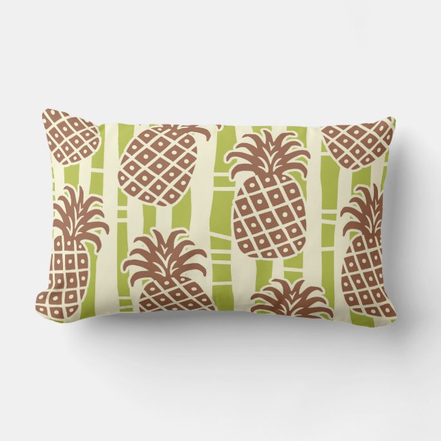 Coussin Rectangle Motif rayures bambou ananas Tiki (Recto)