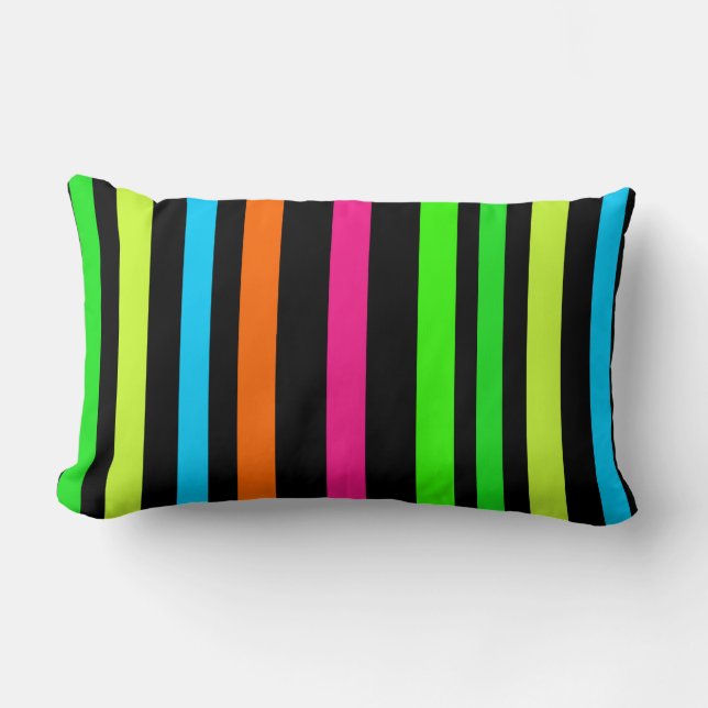 Coussin Rectangle Motif Rayures Néon (Recto)