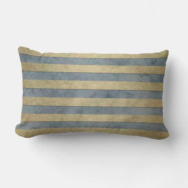 Coussin Rectangle Motif Rayures Or et Gris (Recto)