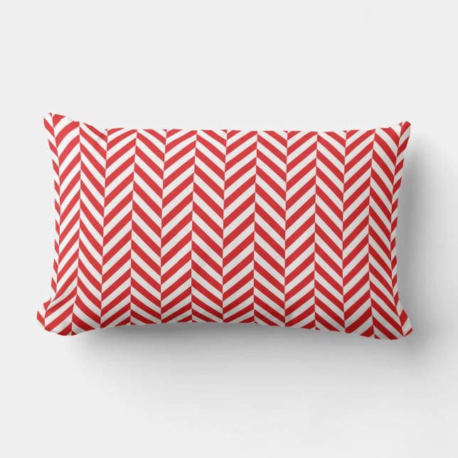 Coussin Rectangle Motif Red White Herringbone (Recto)