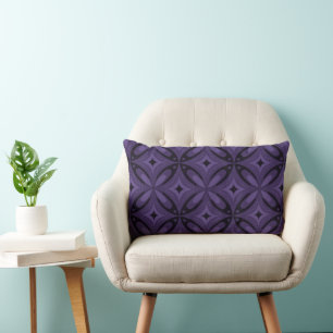 Coussin Rectangle Motif Rétro de Couleur Violet Foncé